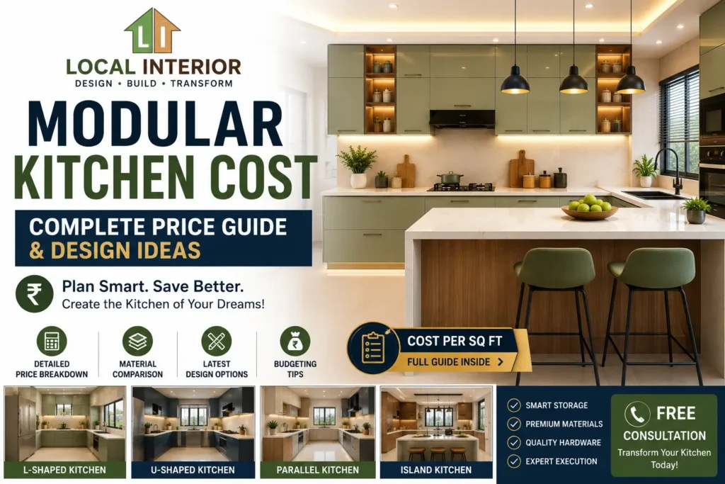 Modular kitchen cost guide with modern kitchen design ideas and smart storage solutions