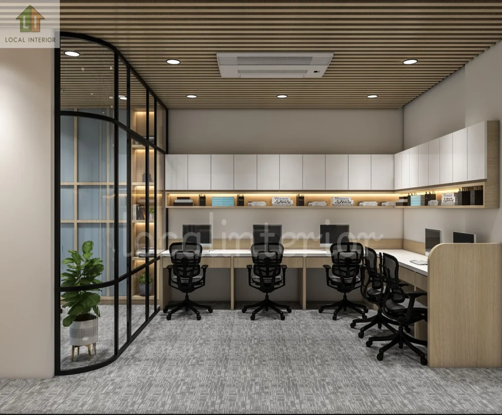 Luxury corporate meeting room interior with modern seating and premium office decor