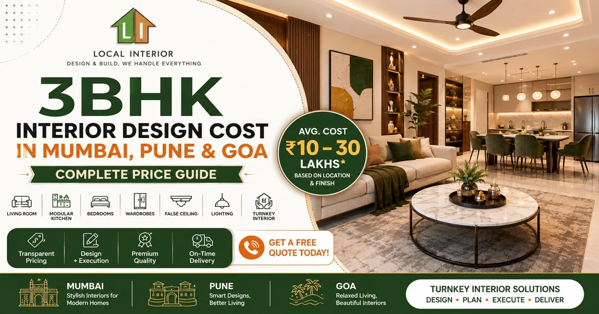 3BHK Interior Design Cost in Mumbai Pune & Goa
