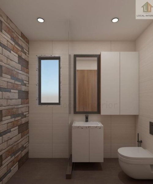 Modern bathroom interior design tips layout with storage and lighting